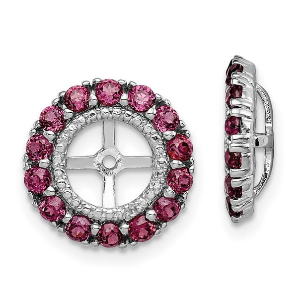 925 Sterling Silver Rhodium Diamond and Rhodolite Garnet Earring Jacket 925 Sterling Silver Rhodium Diamond and Rhodolite Garnet Earring Jacket